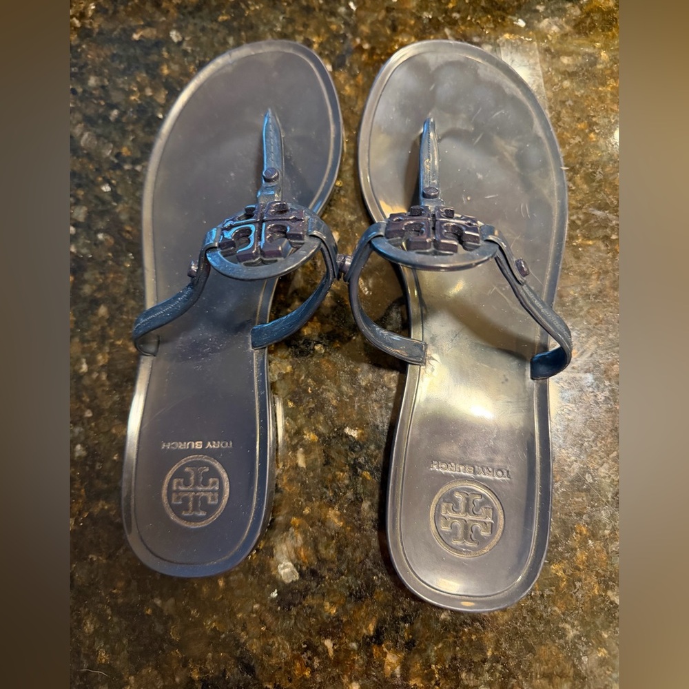 Tory Burch Navy Mini Miller Jelly Thong Sandal Size 6 - Picture 3 of 5
